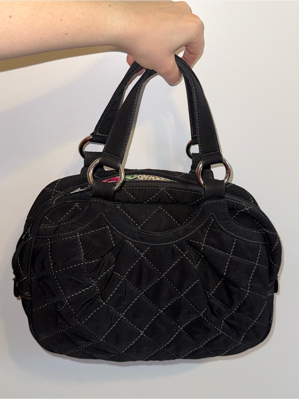 Vera Bradley Black Quilted Satchel Shoulder Bag